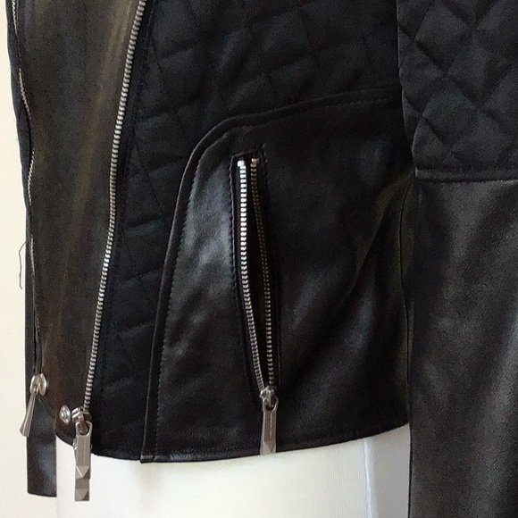BCBGMAXAZRIA Mixed Leather/Fabric Jacket. - Picture 9 of 15